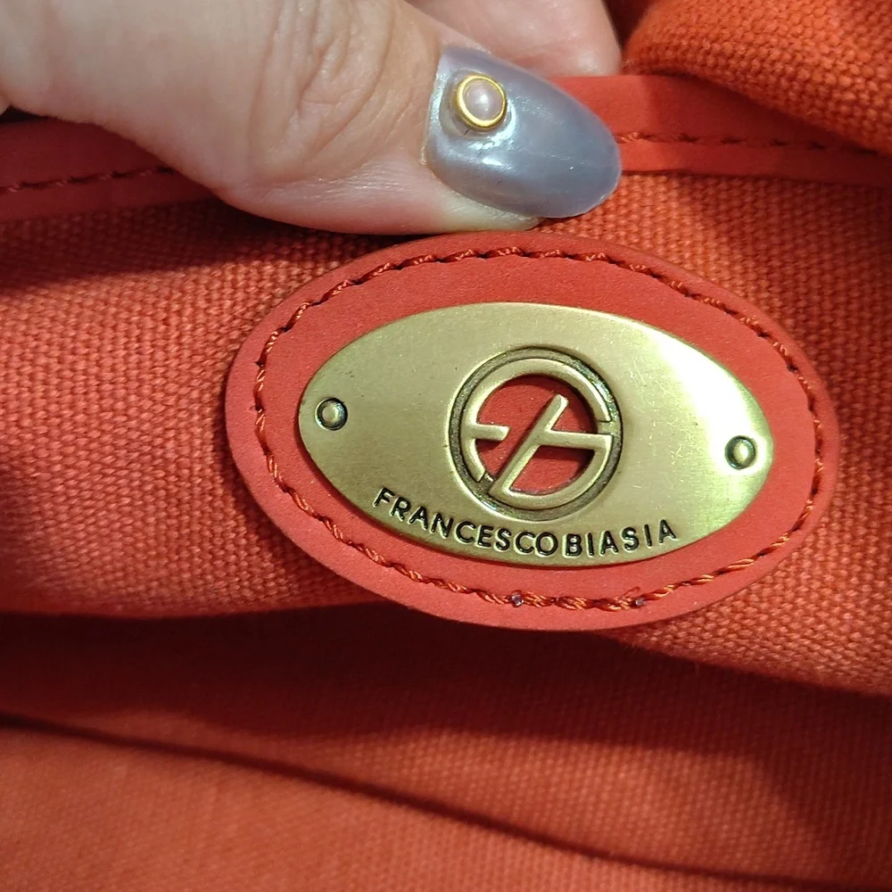 Francesco Biasia Red Woven Leather Tote Bag - Picture 11 of 12